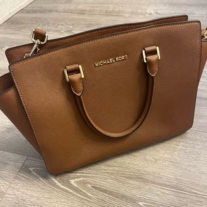 Michael Kors Medium Leather Satchel in Saffiano Leather